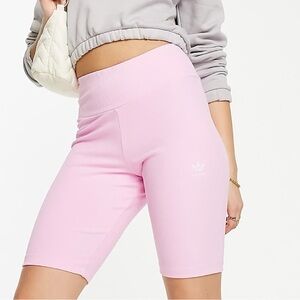 Adidas Originals Essentials Size Small Pink Tight Shorts Ribbed Hi Rise New Tags